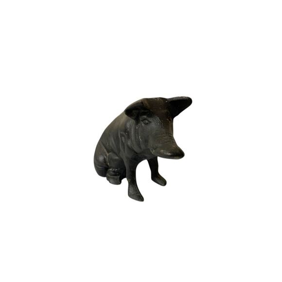 Vintage Cast Iron Black PIG Piggy Bank/Door Stopper. 10” L. 2 Available!! - Picture 1 of 4